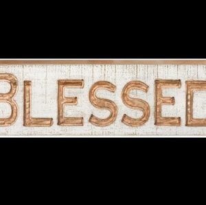 DISTRESSED WOODEN BLESSED CARVED SIGN